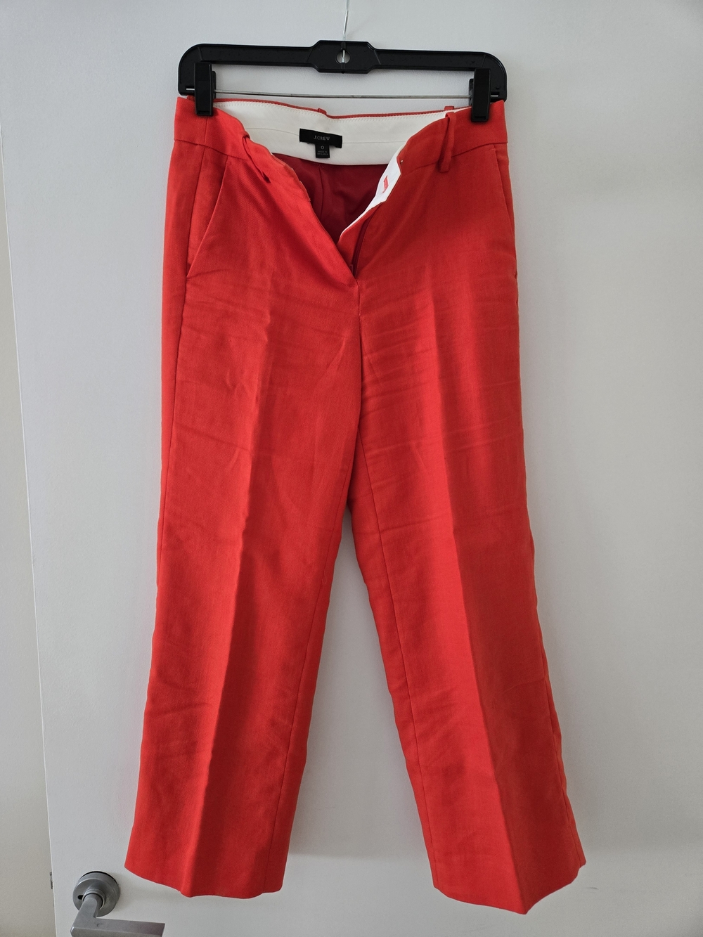 J Crew Women Linen Cropped Pants Lined. Size 0. Orange Red